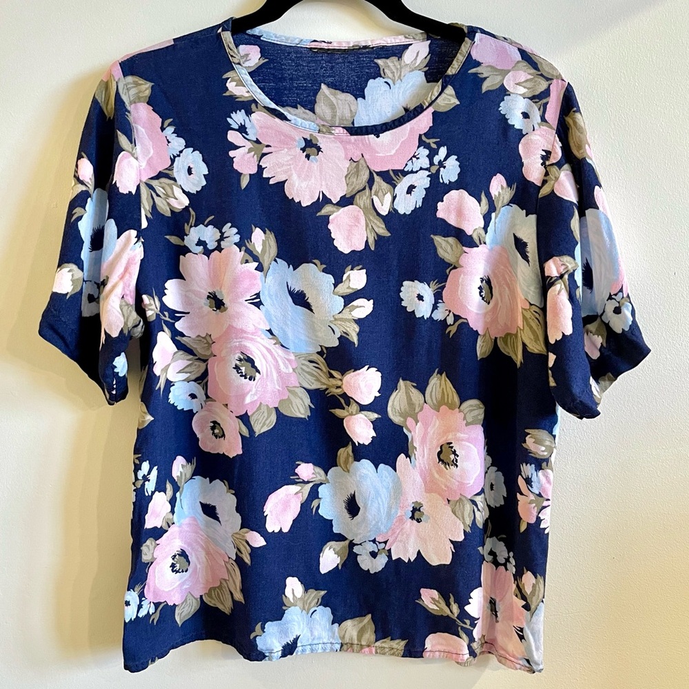 Vintage Navy Pastel Floral Tee